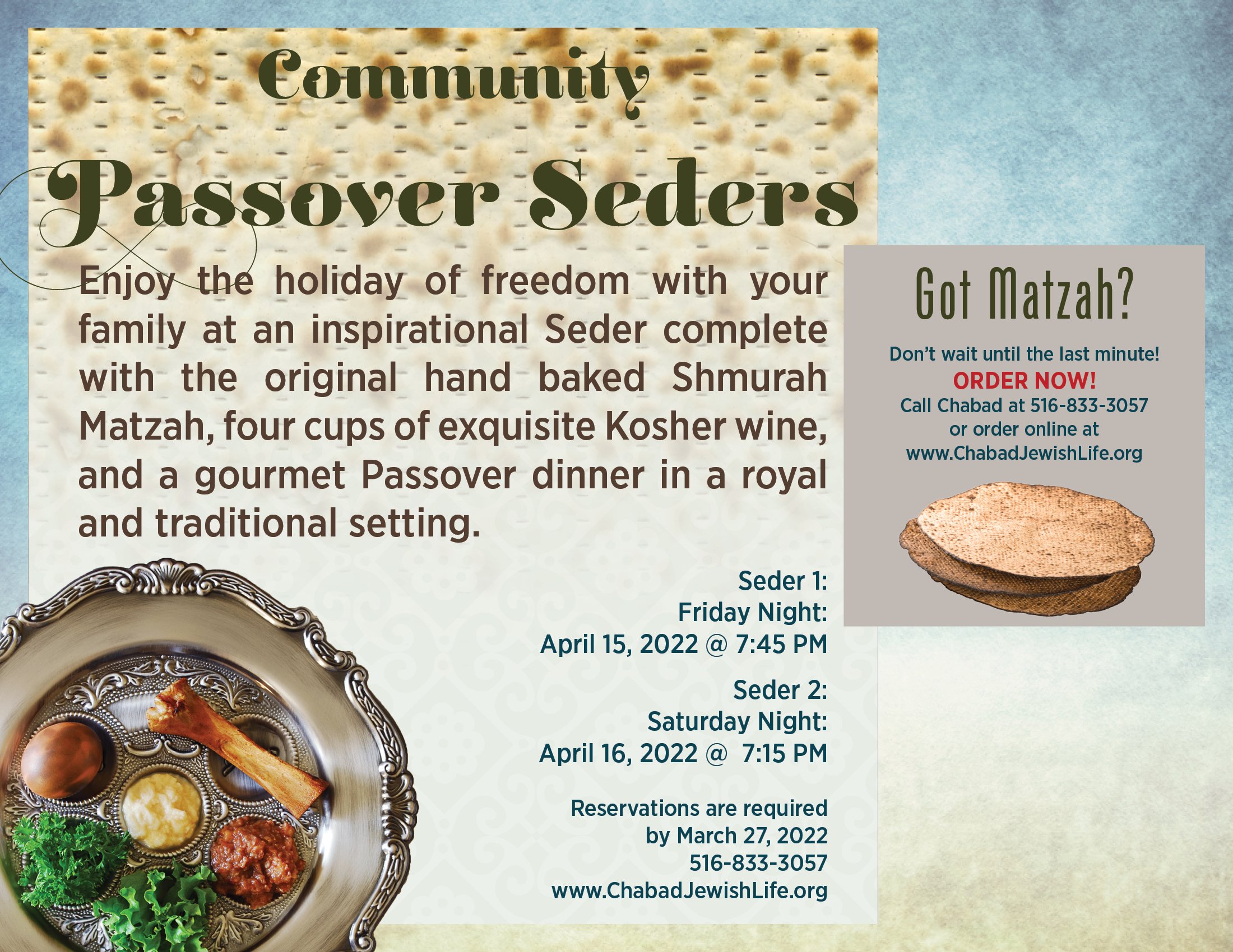 Passover Community Seder Chabad Center for Jewish Life